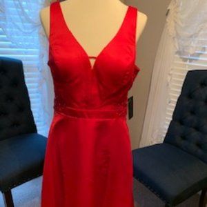 Sleeveless Side Crochet Satin High-Low Dress